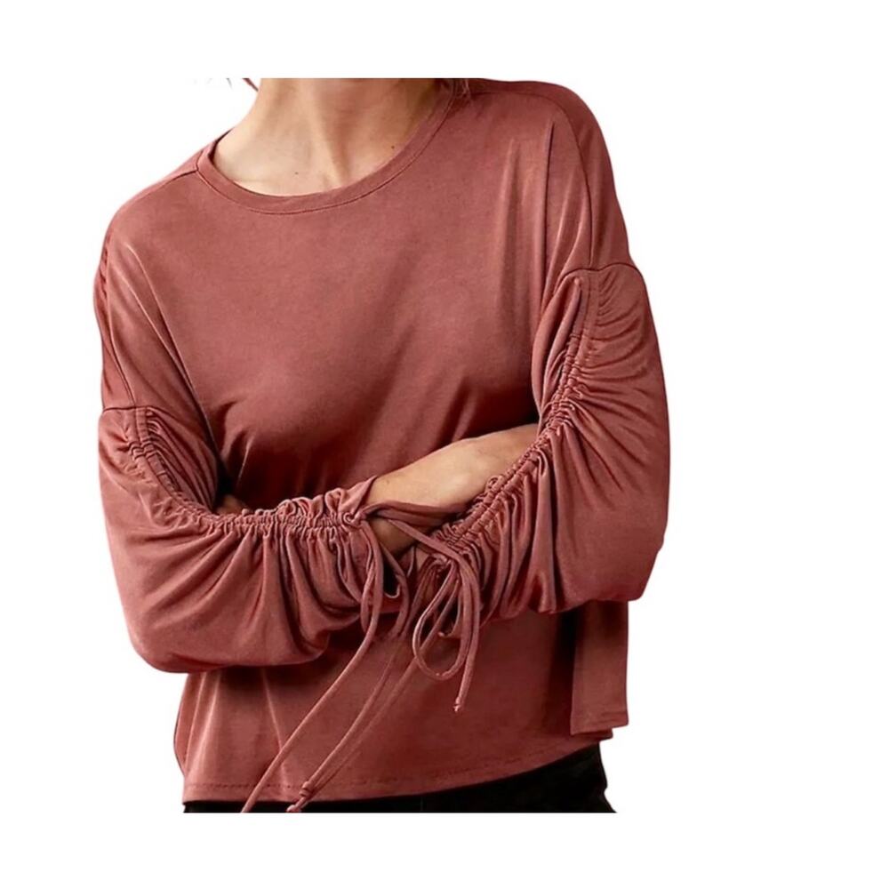 Express large ruched adjustable tie sleeve blouse top TB2 2189